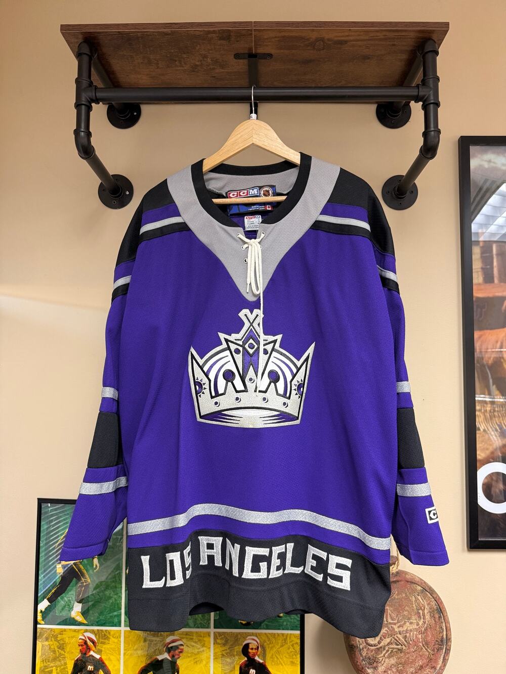90s Los Angeles Kings Vintage Purple CCM NHL Hockey Jersey Maska Wayne Gretzky